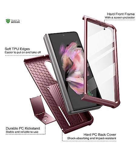 Coque Samsung Z Fold 3 5G protection écran anti-chute boîtier béquille rouge