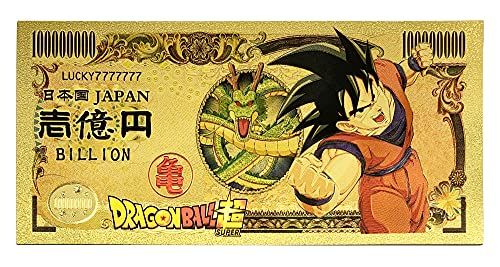 YJacuing Anime Dragon Ball Super Gold Coated Banknote, Limited Edition Collectible Bill Bookmark (5 PCS Collection)