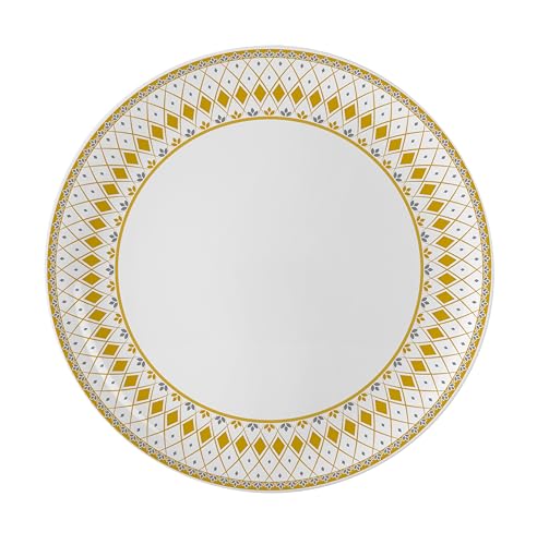 Image of CELLO Filigree Divine Series Opalware Dinner Set of 33 Pieces for Family of 6 | Bone-Ash Free & Leadfree Opal Glass, Microwave & Dishwasher Safe Plates & Bowls Crockery Set for Dining & Gifting