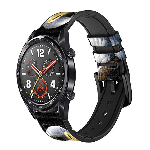 Innovedesire Bald Eagle Bracelet de Montre Intelligente en Cuir et Silicone pour Wristwatch Smartwatch Smart Watch Taille (20mm)