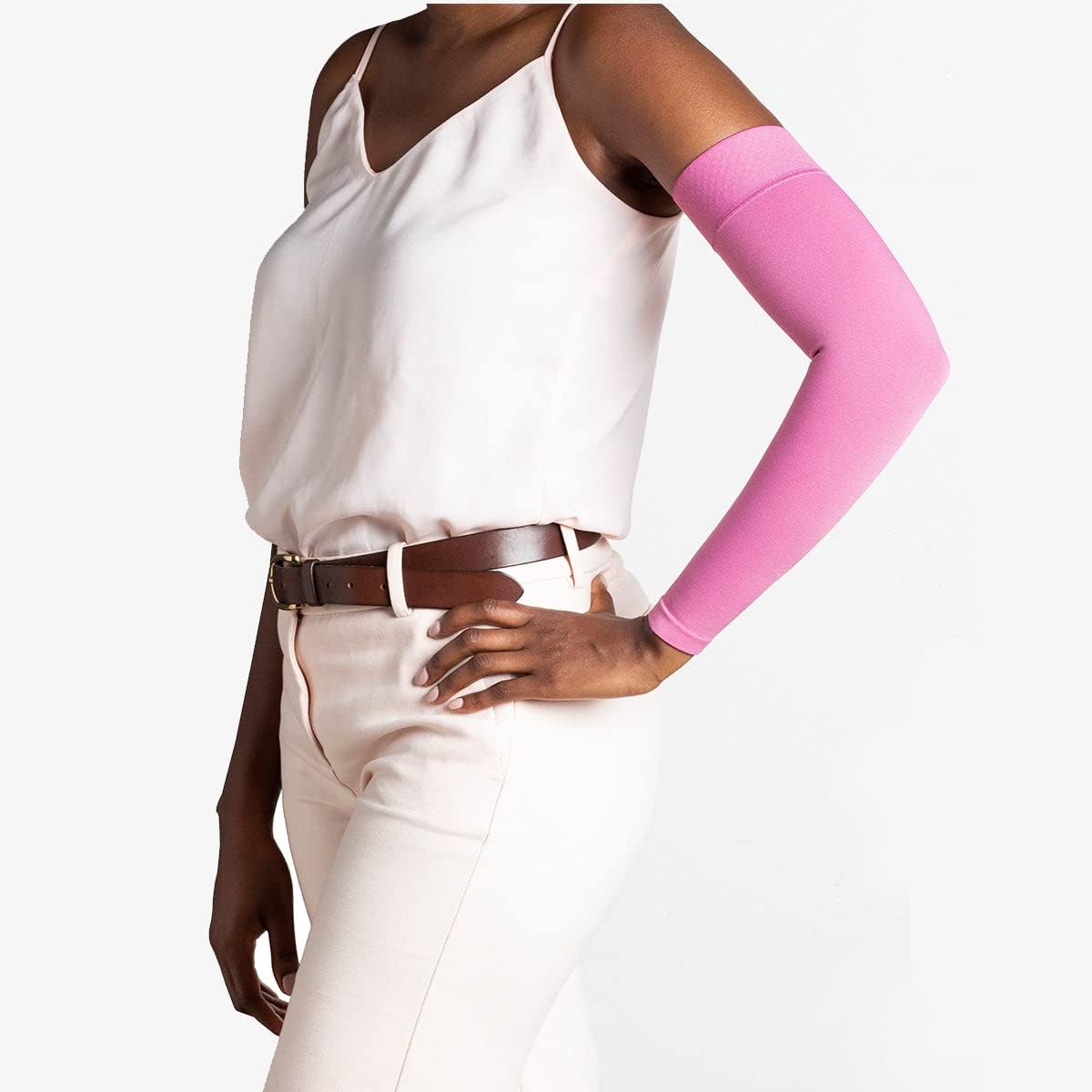 Sigvaris Specialty 562 Secure 20-30 mmHg Lymphedema Compression Armsleeve w/Dot Top Band Cocoa L1