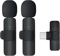 Microfone de lapela sem fio Wirecast K9 Microfone de lapela dupla - versátil para Android, entrada tipo C - ideal para podcast, transmissão, karaokê, discurso, chamadas de