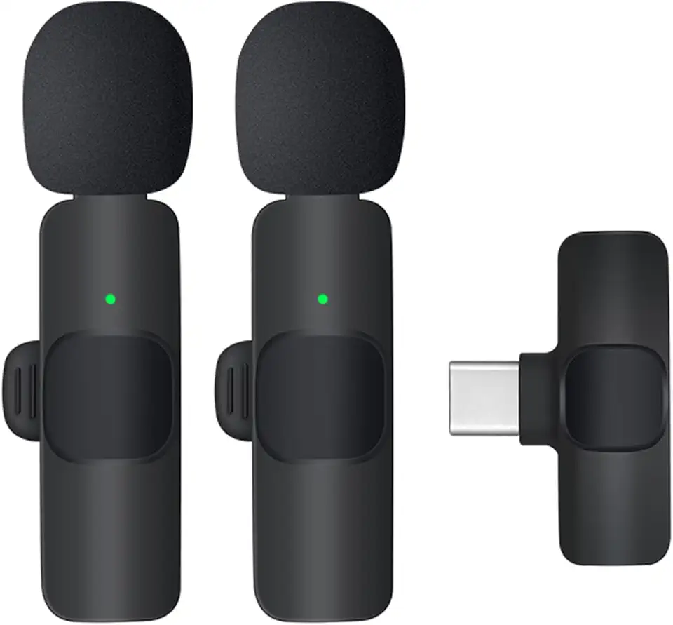 Microfone de lapela sem fio Wirecast K9 Microfone de lapela dupla - versátil para Android, entrada tipo C - ideal para podcast, transmissão, karaokê, discurso, chamadas de