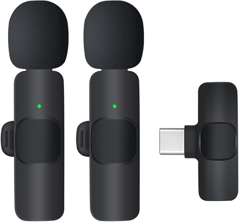 Microfone de lapela sem fio Wirecast K9 Microfone de lapela dupla - versátil para Android, entrada tipo C - ideal para podcast, transmissão, karaokê, discurso, chamadas de