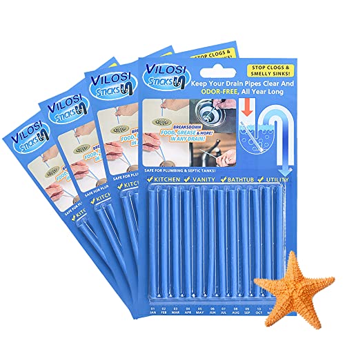 2021 Newest Drain Cleaner Sticks Drain Deodorizer Sticks 48 Sticks Prevent Oil Accumulation And Blockage Eliminate Odor for Kitchen Bathroom Pipes Safe Drain Sticks- Prevents Clogged Drains (Ocean)