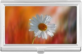 Orange Dark White Beautiful Flowers Business Card Holder Case Pocket Box Wallet
