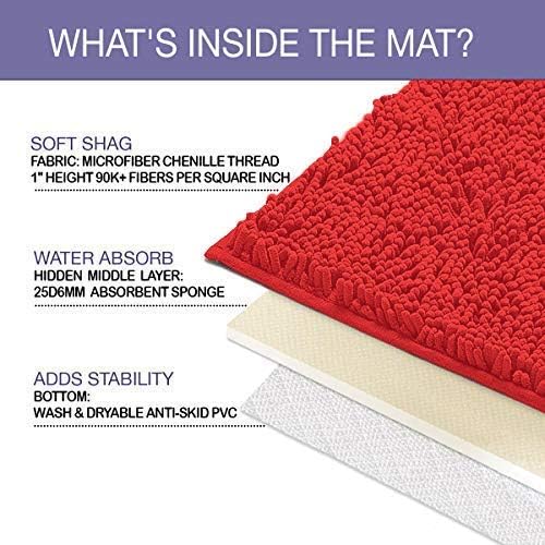LuxUrux Bath Mat-Extra-Soft Plush Bath Shower Bathroom Rug, 1'' Chenille Microfiber Material, Super Absorbent Shaggy Bath Rug (40 x 60 cm, Lavender)