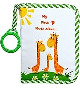 Baby Foto Album Aus Weichem Stoff - 4x6 Inches Für 17 Fotos, Kindersicher Mit Beißring