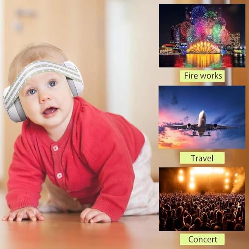 Image of Baby Bucket 2-in-1 Infant Noise Reduction Ear Muffs | Baby Ear Protector for Kids with 25dB Noise Cancellation | Adjustable Silicone Strap & Soft Snug Fit Earpads