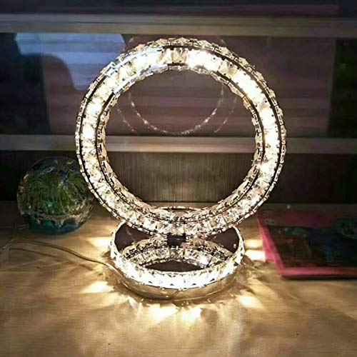 15W LED-kristall skrivbordslampor Runt sovrum Nattduksbord Bordslampa Dimbar kall vit/varm vit Modern krom sänglampa Nattlampa för vardagsrum, matsal, barnrum, kontor, kök
