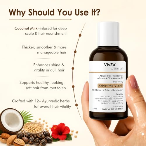 Image of Coconut Milk & Bhringraj Hair Oil | 12+ Herbs & 4 Oils | Supports Hair Fall Control, Root Nourishment & Healthier-Looking Hair | Ayurvedic Inspired | 120ml