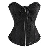 Jutrisujo Women's Plus Size Overbust Corset Zipper Bustier Body Shaper Top with Black 3XL