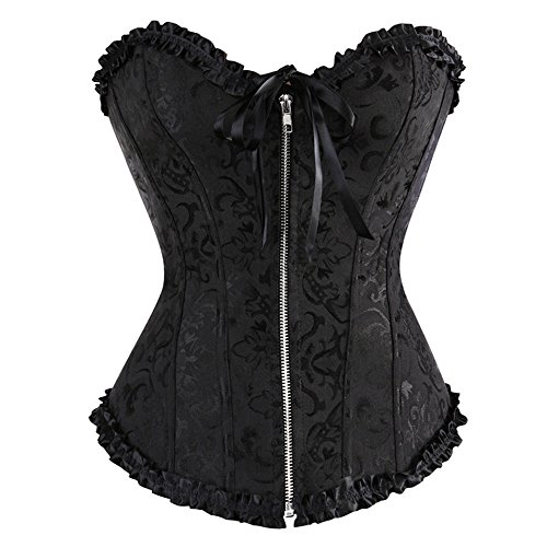 Jutrisujo Women's Plus Size Overbust Corset Zipper Bustier Body Shaper Top With Black 3Xl #TOP1