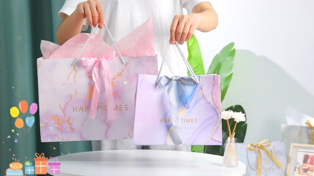 Sacchetti Regalo Medii In Carta - 4 Pezzi Con Manici Per Compleanni E Feste, Design Elegante Rosa - Foto 2