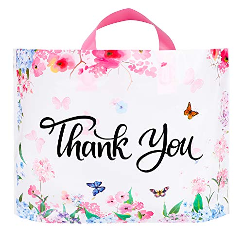 Ruisita 60 x wiederverwendbare Einkaufstaschen aus Kunststoff mit Griffen fur Boutique, Lebensmittel, Kleidung (mehrfarbig, 30,5