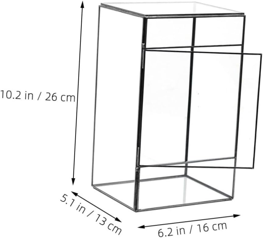 Mikikit Glass Terrarium Planter Vase for Landscape Display Geometric Tabletop Holder for Moss and Plants Handcrafted Design