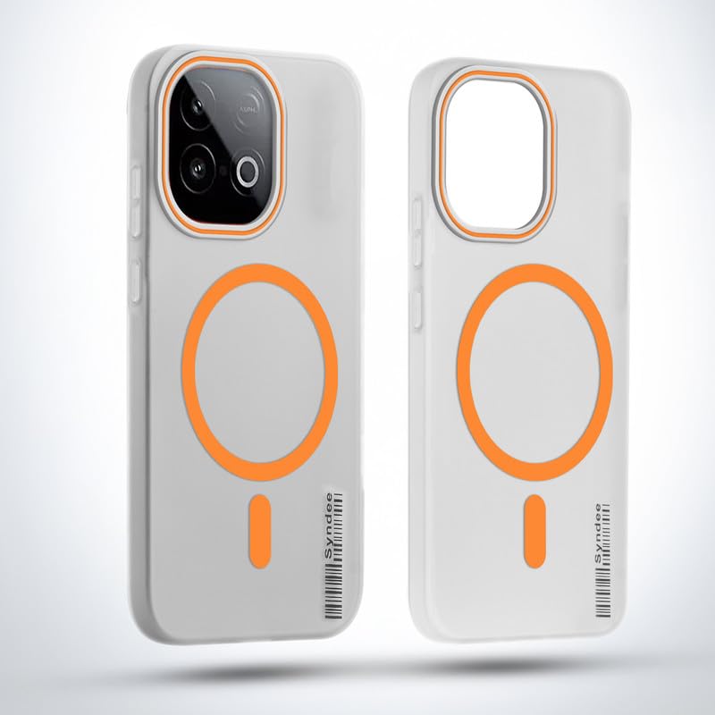 Image of Mr. Case Back Cover for iQOO Neo 10 5G Elegant Frosted White Translucent Back with Wireless Charging Support | Anti-Scratch Shockproof Phone Case - Orange