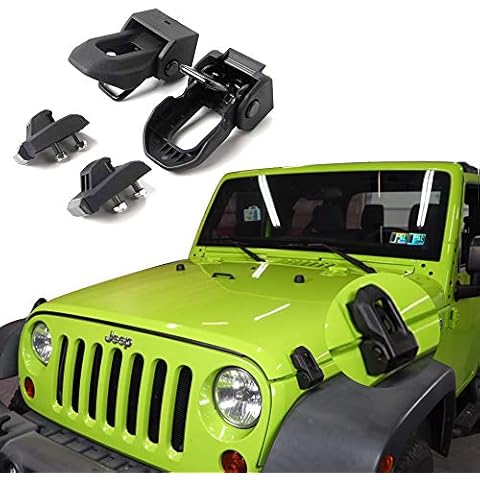 Jeep Hood Latch For 2007-2018 Jeep Wrangler Jk JL Black Stainless Steel Catch Kit Accessories To 2018 Jeep Wrangler Cover