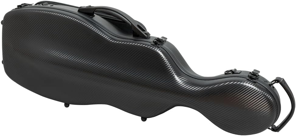 MI&VI NP-7016 Light Hard Shell Violin Case for (Full Sized) 4/4 Violins with Adjustable Straps | Water Resistant | Travel Backpack | Poly Carbon Fiber Shaped Violin Case (Black)