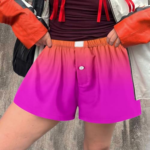 Lainuyoah Shorts femininos confortáveis com ajuste solto, perna longa, shorts de cintura alta, bermu