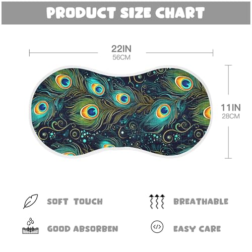 xigua Peacock Feathers Muslin Baby Burp Cloths Set of 1, Super Soft & Absorbent Burping Rags, Cotton Burp Clothes Shower Gift for Newborn, Baby Girls and Boys4