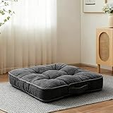 Meditation Floor Pillow Memory Foam Floor Cushions for Adults 22x22+4” Thicken Floor Sitting Large Square Pillows Seating Tufted Corduroy Seat Cushions Machine Washable for Yoga Living Room