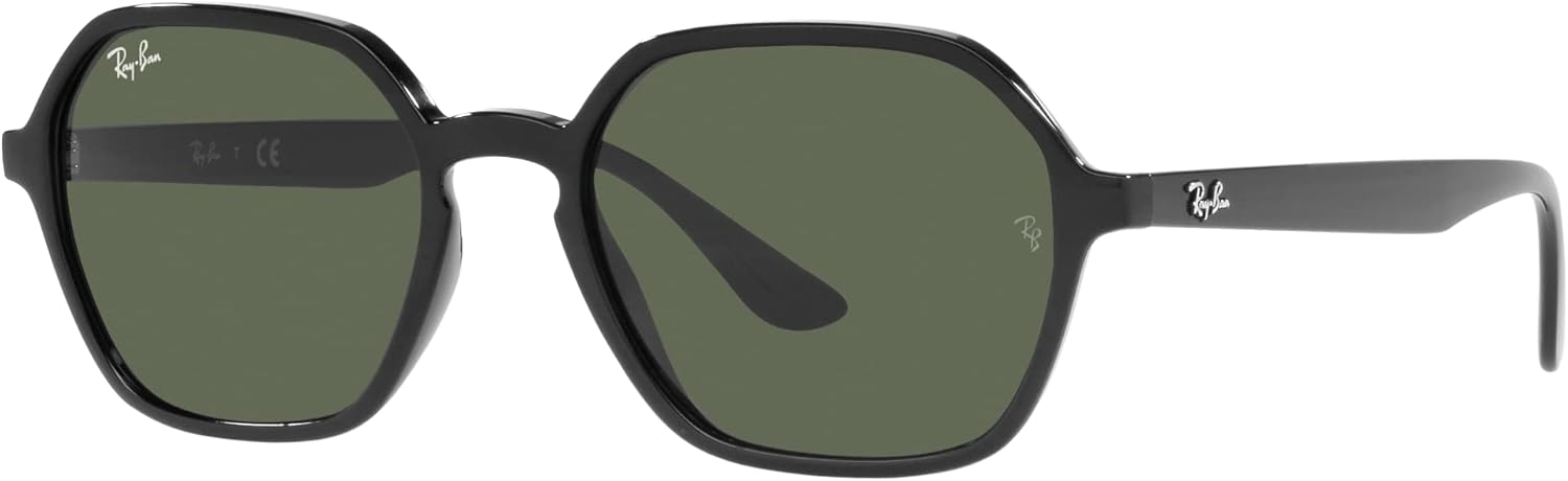 Ray-Ban Unisex Sunglasses Black Frame, Green Lenses, 52MM