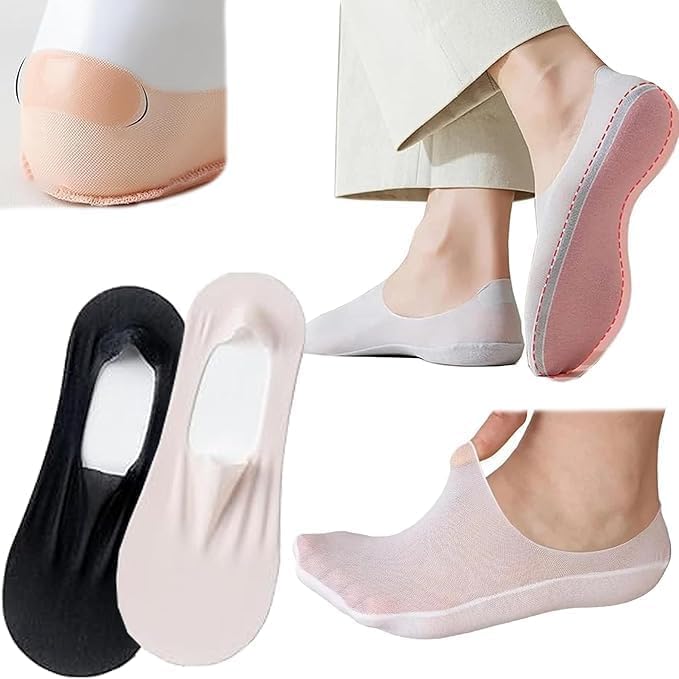 yiqelu Women's No-Show Ice Silk Ankle Socks, Lightweight Breathable Nylon Liner Socks, Non-Slip Low Cut Design, Multi-Color (Pack Of 1)-picture-1