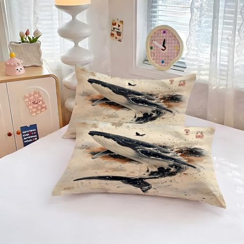 Housse de couette 200x200 cm avec 2 taies d'oreiller La Baleine Bedding - 5