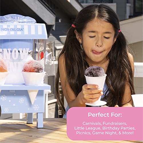 Nostalgia Vintage Countertop Snow Cone Machine - Slushie Machine - Shaved Ice Machine And Crushed Ice Maker - Makes 20 Icy Treats, Includes 2 Reusable Plastic Cups & Ice Scoop – Blue #TOP5