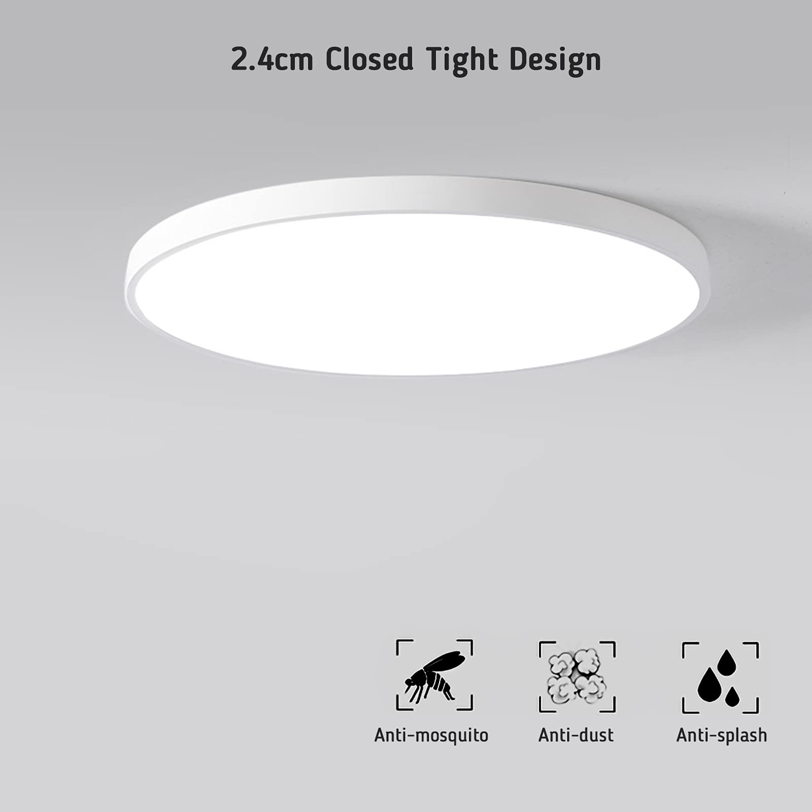UBRAVOO Plafoniera LED, Lampada da Soffitto 24W Bianco 2800-5000K Moderna Regolabile Tonda Pannello LED Luce Plafoniere per Bagno, Cucina, Soggiorno, Camera, Corridoio, Ufficio
