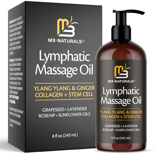 Image of Lymphatic Massage Oil for Massage Therapy - Lymphatic Drainage Oil for Body Care Circulation & Detox Support with Ylang Ylang, Ginger, Lavender, Grapeseed, Vitamin E & Stem Cell (8 Fl Oz) by M3