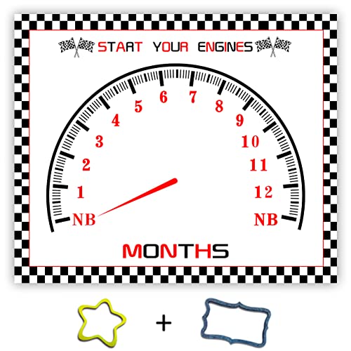 Image of Racing Theme Baby Monthly Milestone Blanket, 48x40in Race Car Speedometer Soft Flannel Large Size Newborn Gift Shower,Nursery Decor Baby 1 to 12 Months Growth Chart Blanket