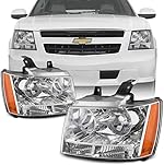 AKKON - For 07-13 Suburban Tahoe Avalanche Chrome Clear Headlights Front Lamps Direct Replacement Left + Right