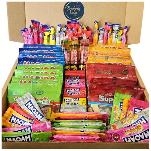 Maoam Starmix Tangfastics Giant Strawberries Supermix 70 Pieces Sweets Gift Box | Sour Fizzy Chewy Jelly & Gummy Sweets Multipack Sweets Hamper | Thank You Birthday Gifts Box