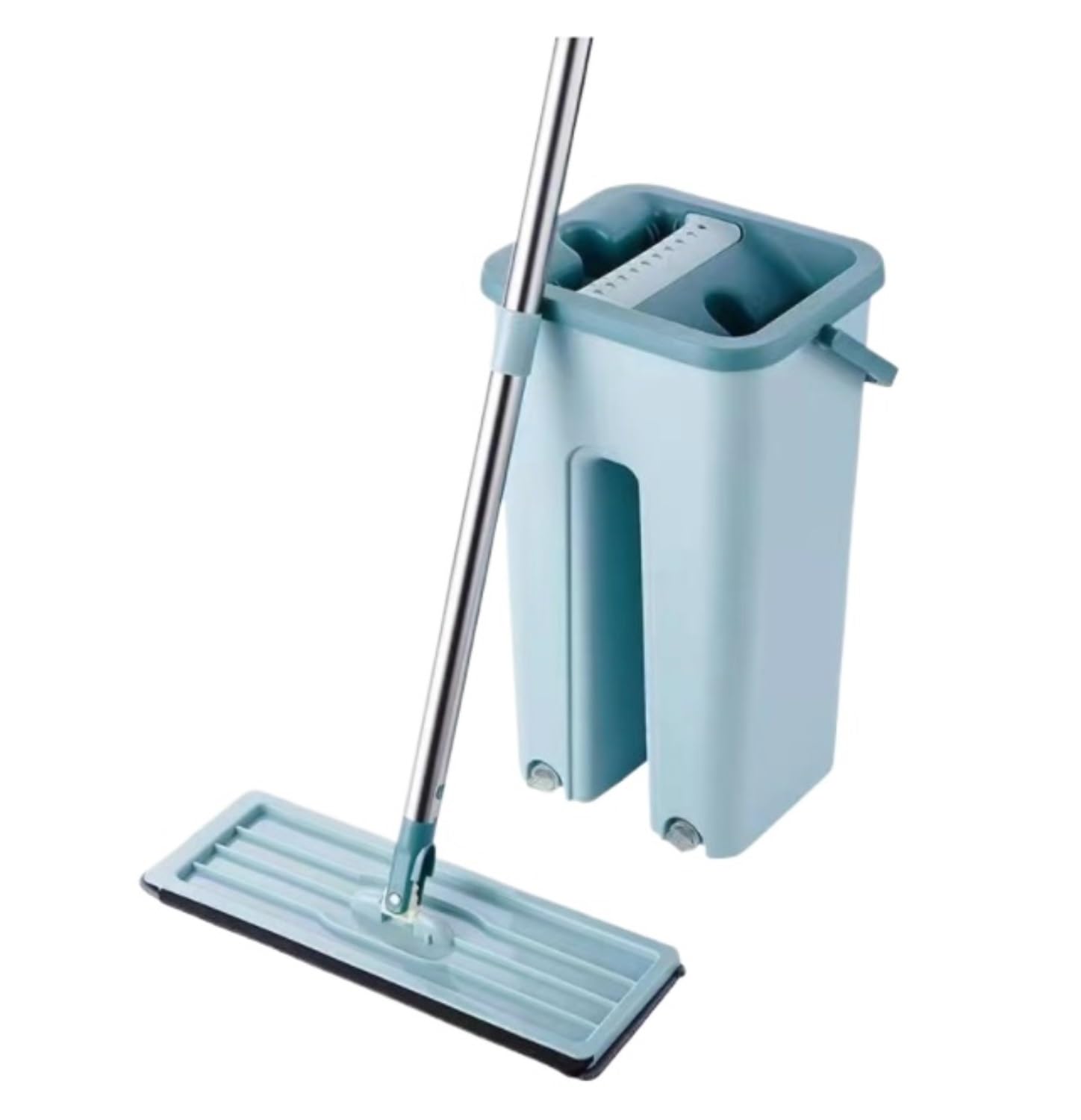 Balai Serpillère Lave Sol Système De Nettoyage De Sol Domestique avec Balai À Franges Et Tampons en Aluminium Idéal pour Les Sols en Bois Dur Et Stratifiés Balais Nettoyer Sol(Blue)