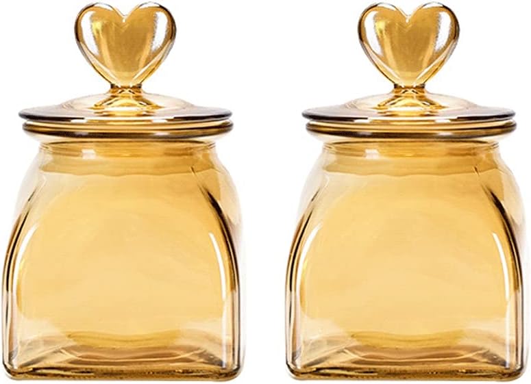 Kitchen jars for counter Square Glass Sealed Jar Set Of 2 Food Storage Jar Container With Clear Lid Kitchen Organization Canisters For Kimchi Coffee，660ml X2