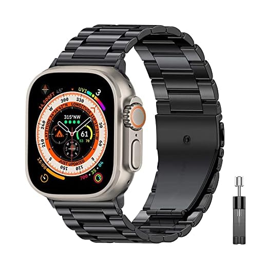 BNEGUV para Apple Watch Ultra 49mm Aço Inoxidável Business Band para iWatch Series 8 7 41mm 45mm para Apple Watch SE 6 5 4 3 40mm 44mm 42mm 38mm (Cor: Preto, Tamanho: 45mm iWatch 8 7)