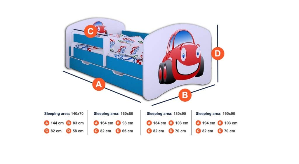 Happy Babies - Cama para NIÑOS DE Doble Cara con Drenaje Diseño Moderno con Bordes Seguros y Protección contra Caídas Colchón de Espuma de 7 cm (180x90, 33. El príncipe en el Caballo Blanco)