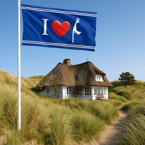 Drapeau I Love Sylt de bateau 90x60 cm pour emporter vos plus beaux souvenirs de vacances au large - 3