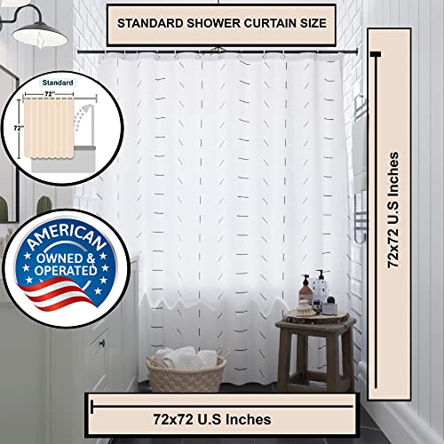 Boho Shower Curtain, Farmhouse Shower Curtain, White Shower Curtain For Bathroom Shower Curtains, Black And White Shower Curtain Set, Size 72X72 Boho Shower Curtains, Shower Curtain Hooks Included #TOP5