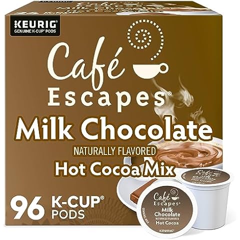 Cafe Escapes, Milk Chocolate Hot Cocoa, Single-Serve Keurig K-Cup Pods, 96 Count (4 Boxes of 24 Pods) Cover