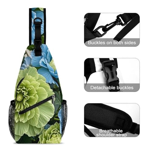 Bolsa bandolera verde y azul de flores mochila de hombro para viaje 2