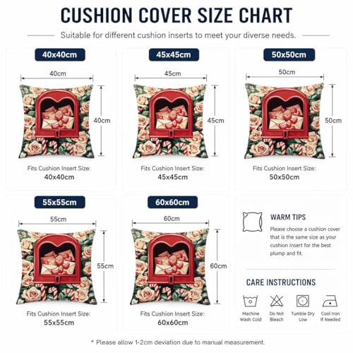 Housse de coussin extérieur imperméable 50x50 en lin Amour lot de 2