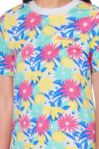 Image of Allen Solly Girls' Knee‑Length Dress | Soft Cotton‑Blend | Floral Print | Half Sleeves | Comfortable Everyday Wear for Kids