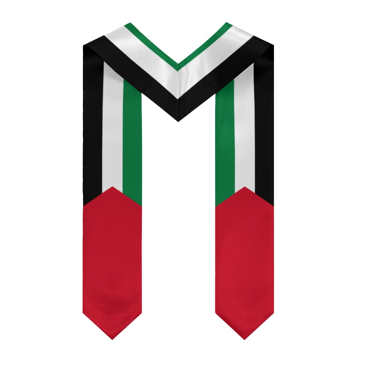 Palestine Palestinian Flag V-Neck Graduation Shawl Sash, Double sided Graduation Scarf Stole Graduation Shawl for International Students