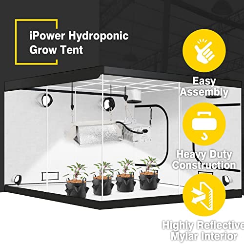 Ipower 78"X120"X120" Grow Tent, 10X10 Ft 600D High Reflective Mylar Grow Room With Observation Window And Removable Tray For Plant Seedling, Propagation, Blossom #TOP4