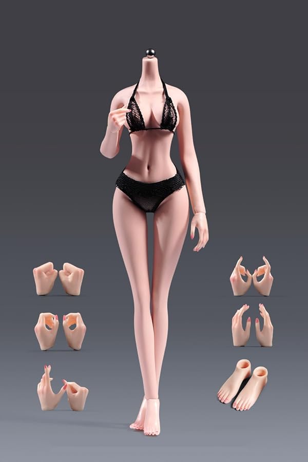 Fremego 1/6 Scale Female Body 12inch Super Flexible Large Bust Narrow Shoulder Seamless Female Figure Body with Detachable Feet Pale Skin Miniature Action Figure Doll by Fremego - Used condition - US$66.32