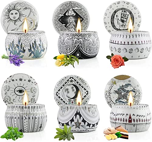 Set 4 Candele Profumate In Barattolo Di Vetro - Cera Di Soia Naturale, 100g Ciascuna, Fino A 25 Ore Di Combustione, Regalo Per Uomini, Natale, Compleanni