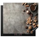 KitchenYeah© Protector Vitroceramica 60x52 cm Tapa para induccion Placa Encimera Cubre de Protectora Cocina Invierno - Navidad - Cálido - Comida